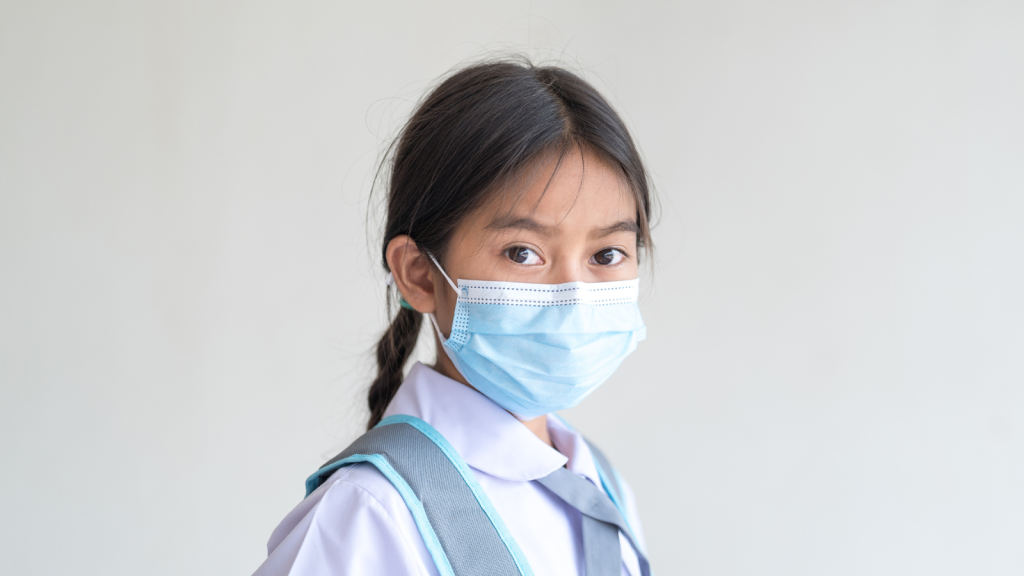 Photo of a student wearing a mask during COVID-19